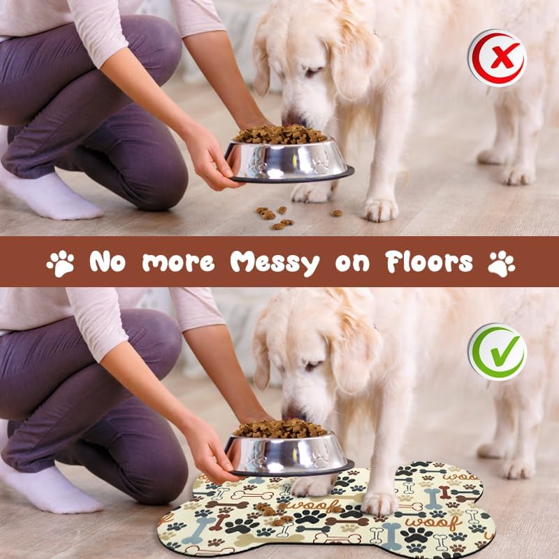 Dog Food Mats for Floors Waterproof - Beige Bone / 19"L x 12"W - image 4
