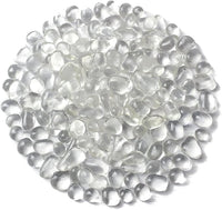 1 Lb (460 g) Clear Sea Glass Stones Irregular Rainbow Glass Pebble Decorative Rock Glaze Quartz Tumbled Gemstone Chips for Aquarium Decoration/Vase Filler/Jewelry Making/Handwork Craft