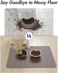MontVoo-Absorbent Pet Feeding Mat-No Stains Pet Mat for Food - BROWN / 12"x19" - image 4