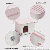 Plastic Cat House for Outdoor Indoor Use - Pink-L - image 4