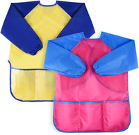 KUUQA Waterproof Children Art Smock Kids Art Aprons – Fun for Kids & Family - Yellow，pink / 2