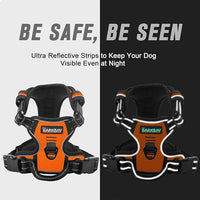 BARKBAY No Pull Dog Harness Front Clip Heavy Duty Reflective Easy Control Handle for Large Dog Walking(Orange,XL)