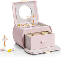 VLANDO 2 Layer Girls Musical Jewelry Box with Ballerina and Large - B.Light Pink