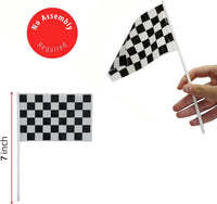 YOELVN race car party cones, six orange 7 inch traffic cones holding checkered flags - view 21