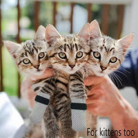 4 PCS Cat Mittens to Prevent Scratching,Mesh Breathable Cat Shoes,Adjustable Cats Anti Scratch Gloves,Suitable for Cats When Bathing and Nail Trimming(M,Grey)