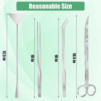 Aquarium Aquascape Tools Kit, 4 in 1 Anti-Rust Aquatic Plant Aquascaping Tool Stainless Steel Black Tweezers Scissors Spatula for Aquarium Tank Clean Fish Tank Aquascape Accessories Set