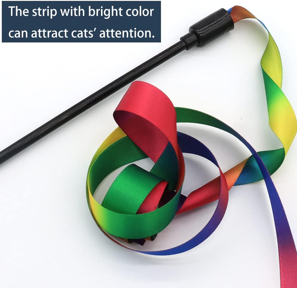 LASOCUHOO Interactive Cat Wand Toys Interactive Cat Teaser Wand - Rainbow - image 4