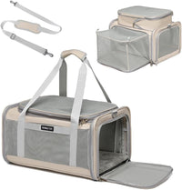 Airline Approved Pet Carrier for Cats and Small Dogs - khaki / 23.0"L x 12.0"W x 12.5"H