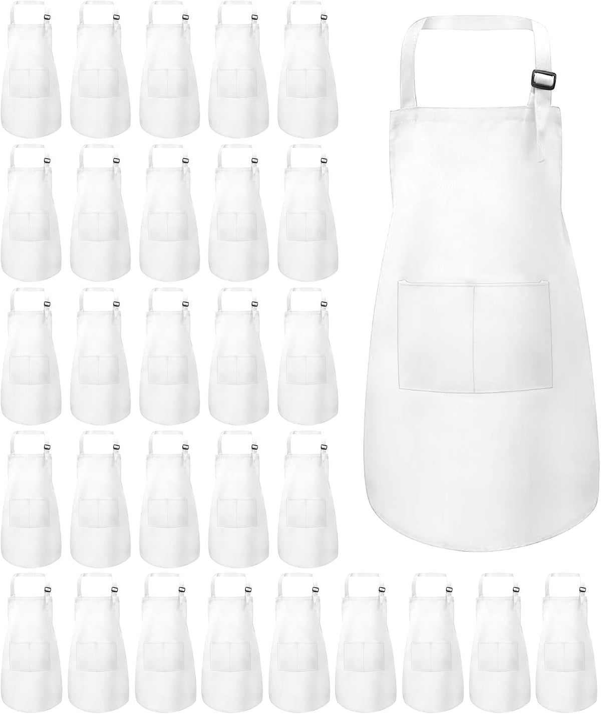 ZLEVEAYN 30 pack of black kids painting aprons with two front pockets - view 5