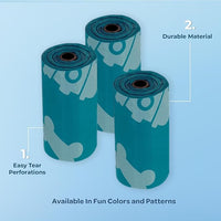 Best Pet Supplies Dog Poop Bags (360 Bags) for Waste Refuse Cleanup, Doggy Roll Replacements for Outdoor Puppy Walking and Travel, Leak Proof and Tear Resistant, Thick Plastic - Turquoise