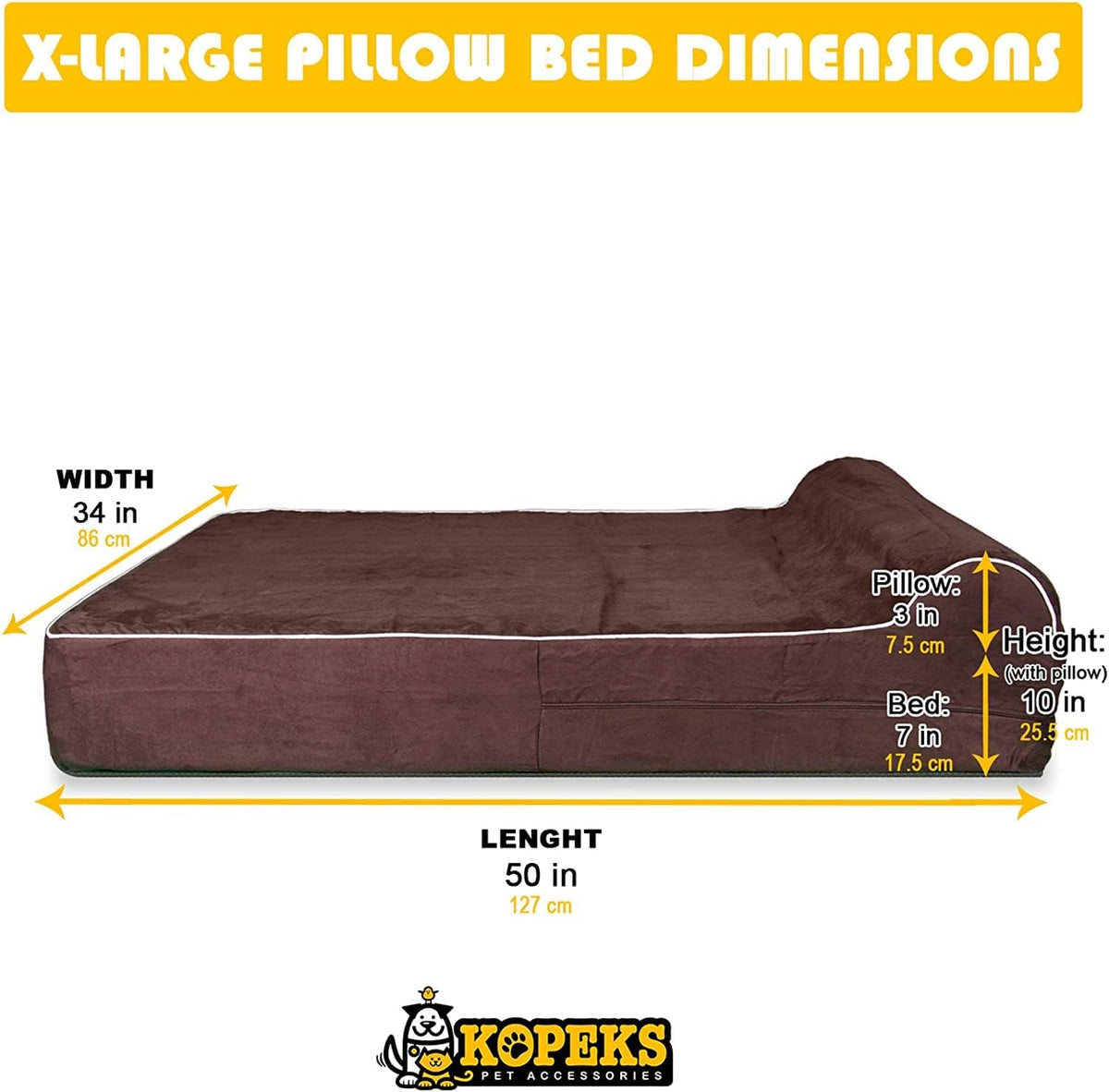 Dog Bed Replacement Cover Memory Foam Beds, Brown - X-Large / Brown - Standard - image 2