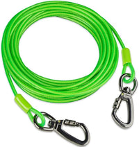 Dog Tie Out Cable, 30FT, Green, Suitable for Dogs up to 350 pounds, Lightweight, Non-Winding, for Outdoor Use