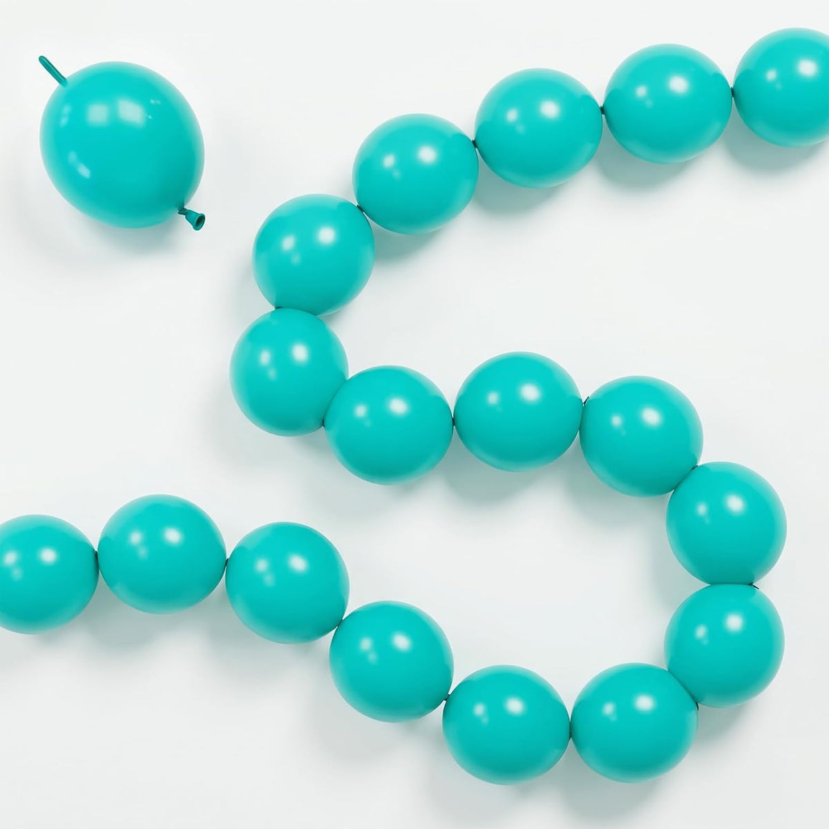 Pearl White Linking Balloons for Wedding Bride Shower Mermaid Party - Teal Blue / 6 inch