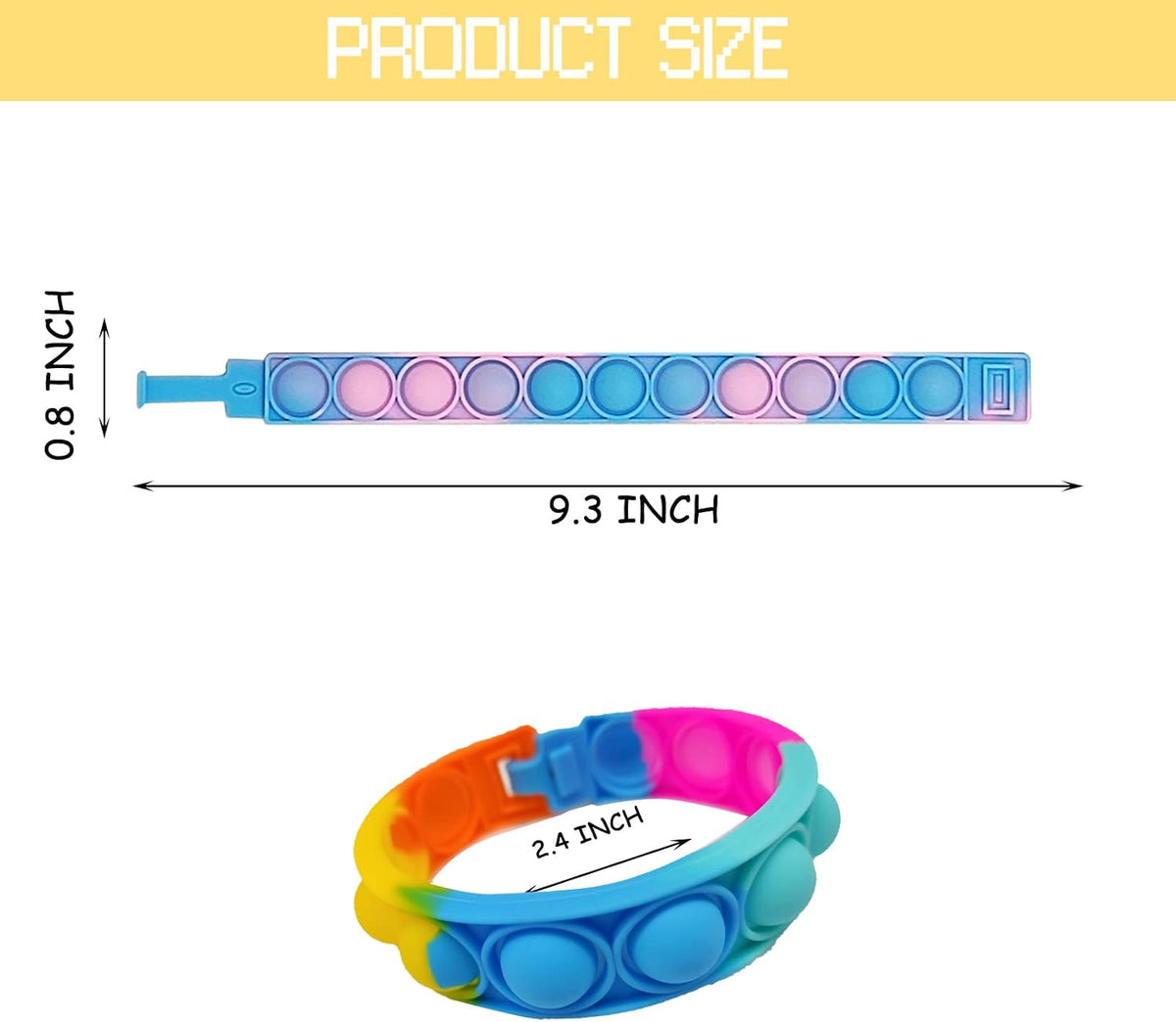 IERKEIE 30 pop bubble fidget bracelets in assorted colors - view 4