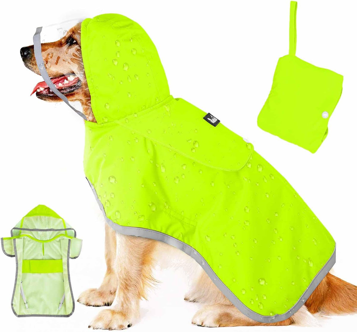 Lukovee Dog Raincoat, Waterproof Jacket with Clear Hood & Leash Hole, M – Essentials for Dogs - Green / X-Large