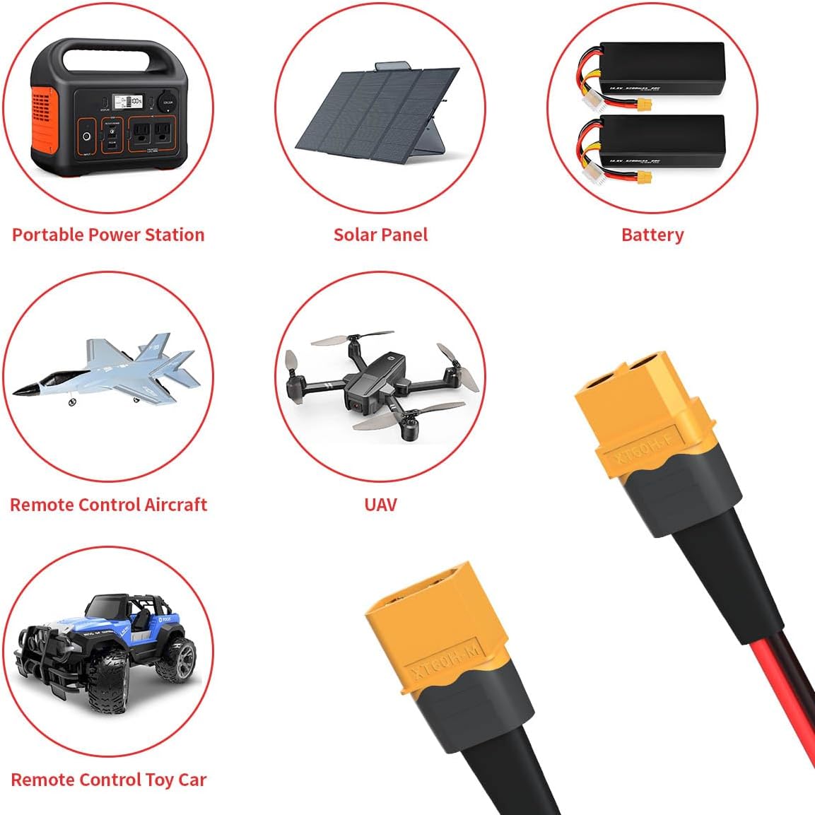 ELFCULB XT60 3 way splitter cable with 12AWG tinned copper wire, 1 ft long - view 10