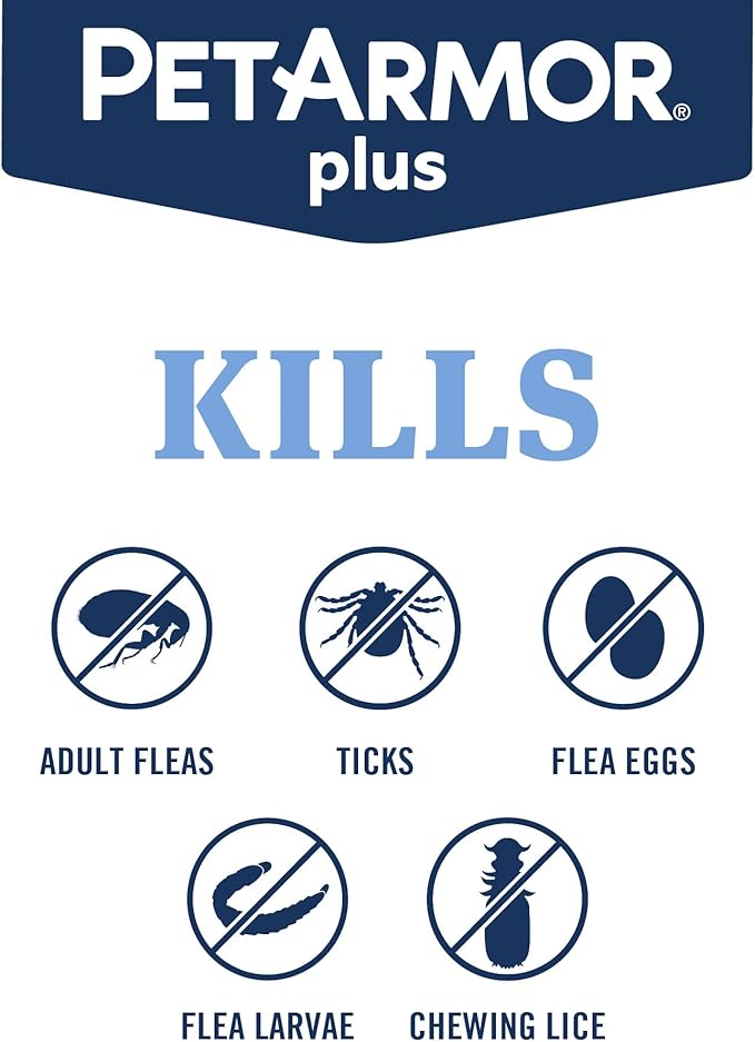 PetArmor Plus Flea and Tick Prevention for Dogs, Dog Flea and Tick Treatment, 6 Doses, Waterproof Topical, Fast Acting, X-Large Dogs (89-132 lbs)