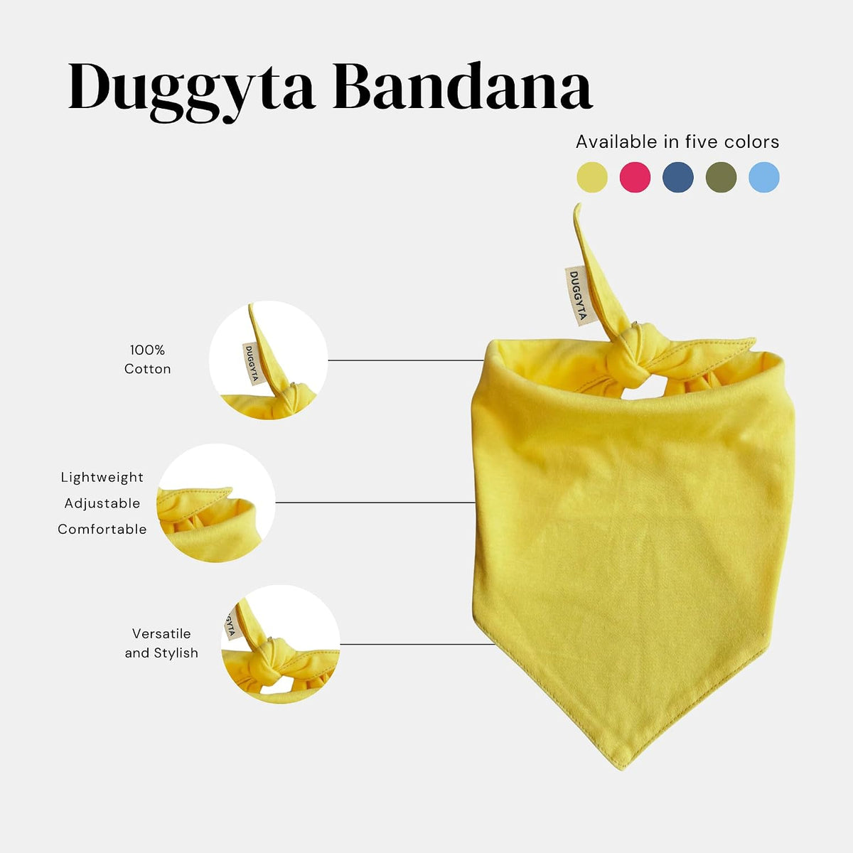 Premium Solid Olive Dog Bandana - Yellow / Small - image 4