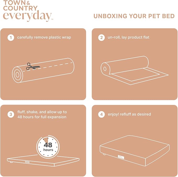 TOWN & COUNTRY EVERYDAY CuddleTown Comfy Solid Bolster Sofa Pet Bed, Supportive & Calming Egg Crate Foam, Non-Slip Bottom, Machine Washable Cover, Warm Taupe, Large 35"x25"x8"