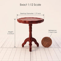 Cutemini 1:12 scale wooden dollhouse end table, round side tea table in white - view 7