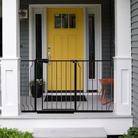 Fairy Baby Walk Through Baby Gate 34-38.5 Inch Wide, Pressure Mounted Safety Gate with Door No Drill, Tension Metal Gate for Dog and Toddler, Black