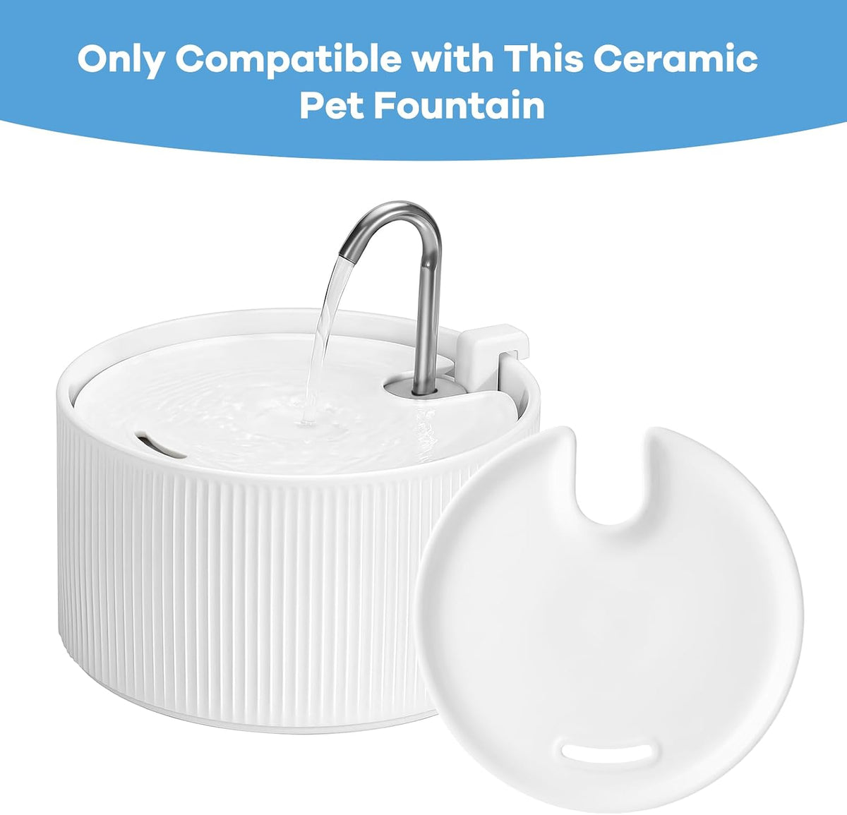 Upgrade 2.2L/78oz Ceramic Pet Fountain - Ceramic Cover - image 2