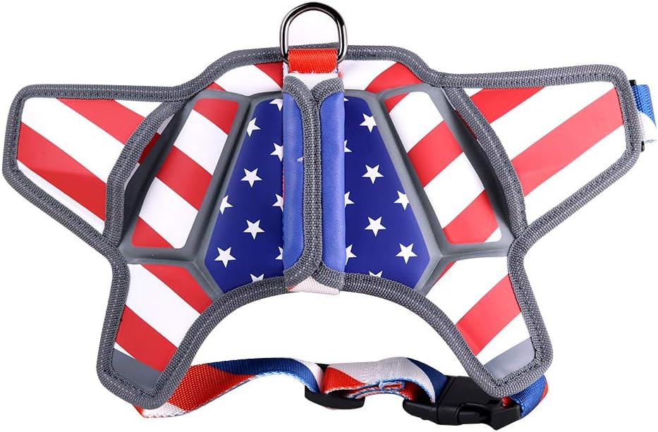 USA Patriotic Star Dog Harness+Leash Set-Pet Collars & Leashes-BIG FRENCHIES-Jane's Pet Boutique