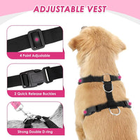 Lukovee Dog Car Harness Seat Belt Set - Large / A-Pink - image 4