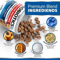 Probiotics for Dogs and Digestive Enzymes - 170 Dog Probiotics Chews - Dog Probiotic - Anti Diarrhea, Upset Stomach & Gas Relief, Canine Prebiotic - Pet Fiber Supplement - Bacon Flavor