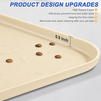 Silicone Pet Feeding Mat with Raised Edge for Food and Water, Dog Bowl Mats, Cat Bowls Placemat with High Lip for Floor Waterproof, Rubber Tray for Cats and Dogs 22 x 14 x0.8 White Sand