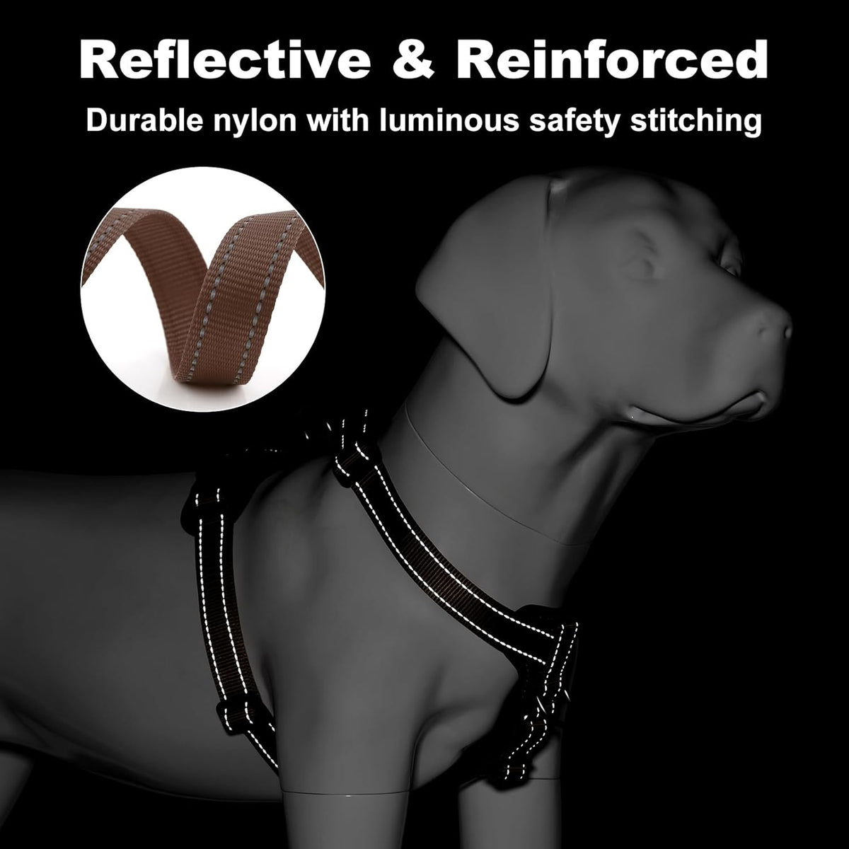 Plutus Pet No Pull Dog Harness with Leather Accents - M / Chocolate - image 4