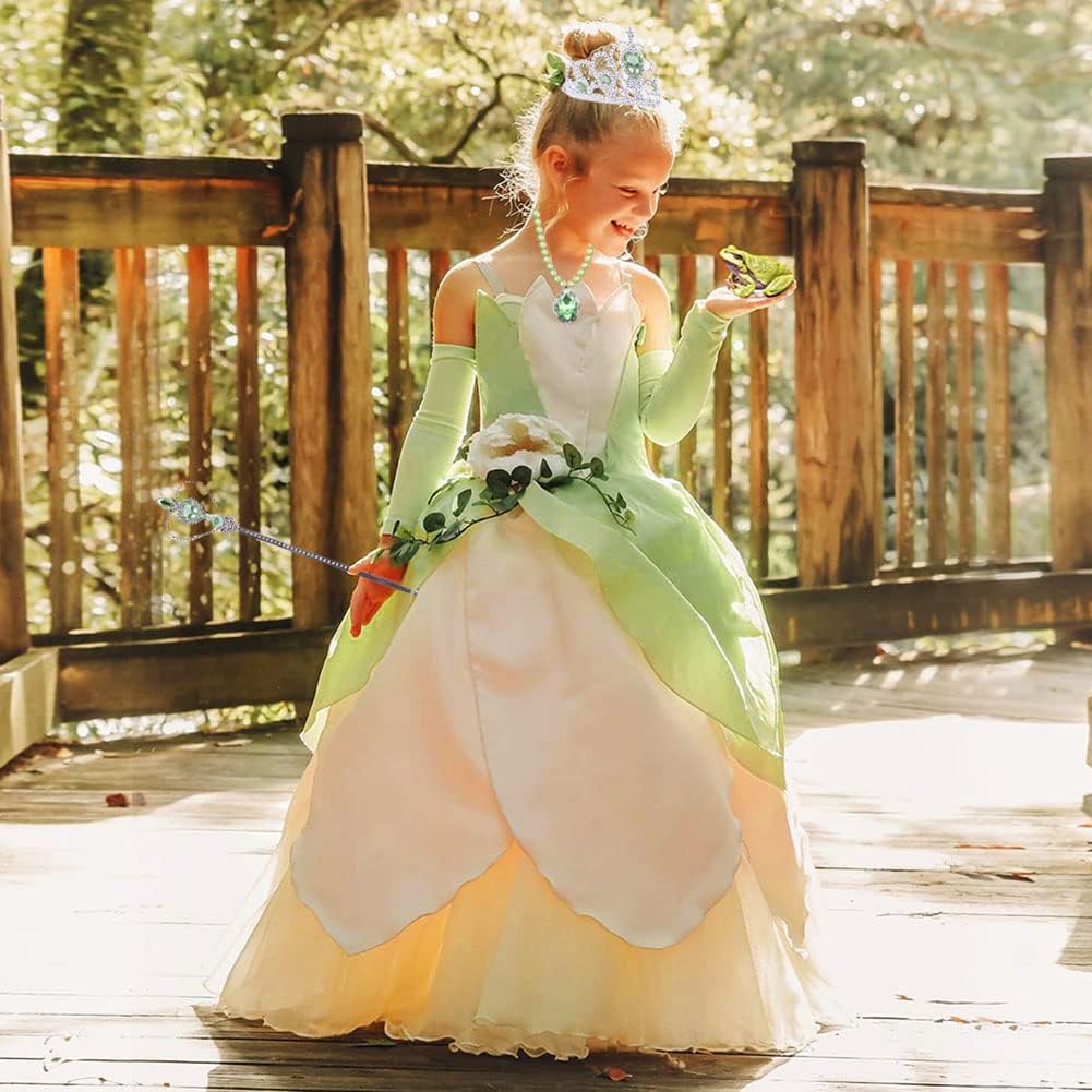 Princess Anna Costume Dress up Accessories for Girls Anna Cosplay - Green Tiana - image 4
