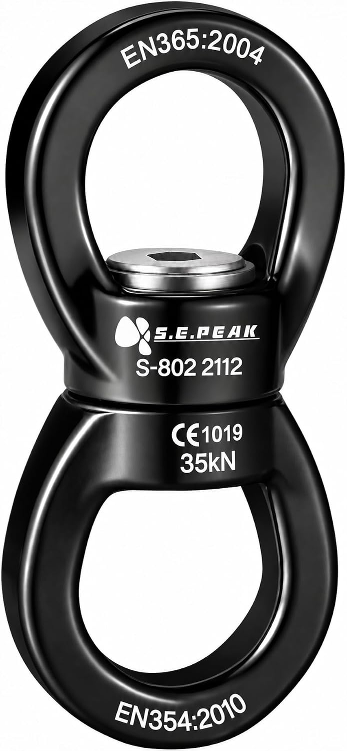 S.E.PEAK black anodized aluminum 35kN swing swivel with 360 degree rotation - view 8
