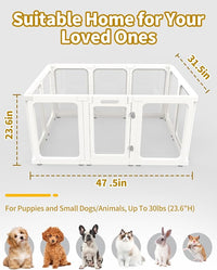 Dog Playpen, Clear Acrylic Plastic Puppy Playpen Indoor, Pet Pen for Puppy Cat Bunny, Transparent Easy Assemble Foldable Whelping Box for Dogs, Puppy Playpen with Gate (23.6" Height, 10PCS)