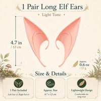 COOLJOY short pointed elf ears, 1 pair in light tone for cosplay - view 7