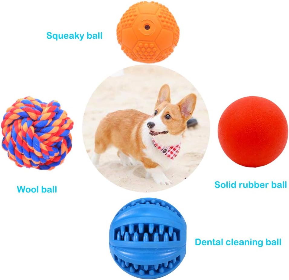 Volacopets Puppy Balls - Pack with Different Functions & Teething Toys for Small Dogs, Squeaky Dog - Small (4 Pack) - image 2