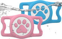 IP68 Waterpoof Dog Airtag Holder, Stretchy Silicone Full Body Covered Apple Air Tag Holder for Dog Cat Collar Fit All Width Collar (Blue/Pink, 2 Pack)