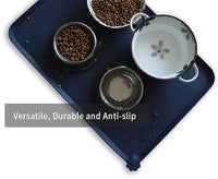 Hoki Found Large Waterproof Silicone Pet Food Mats Tray - Non Slip Pet Bowl Mats Placemat - Dog Pet Cat Feeding Mat - Dog Cat Food Mats -Pet Water Mats for Floors - French Navy