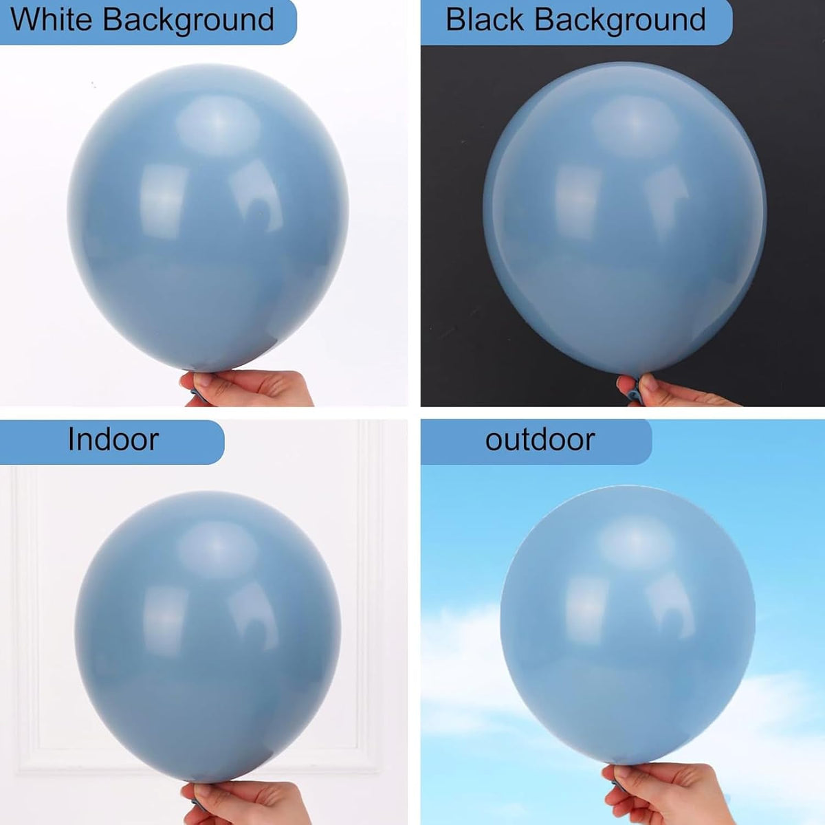 RUBFAC White Balloons Different Sizes 135pcs for Birthday Arch – Fun for Kids & Family - Dusty Blue - image 3