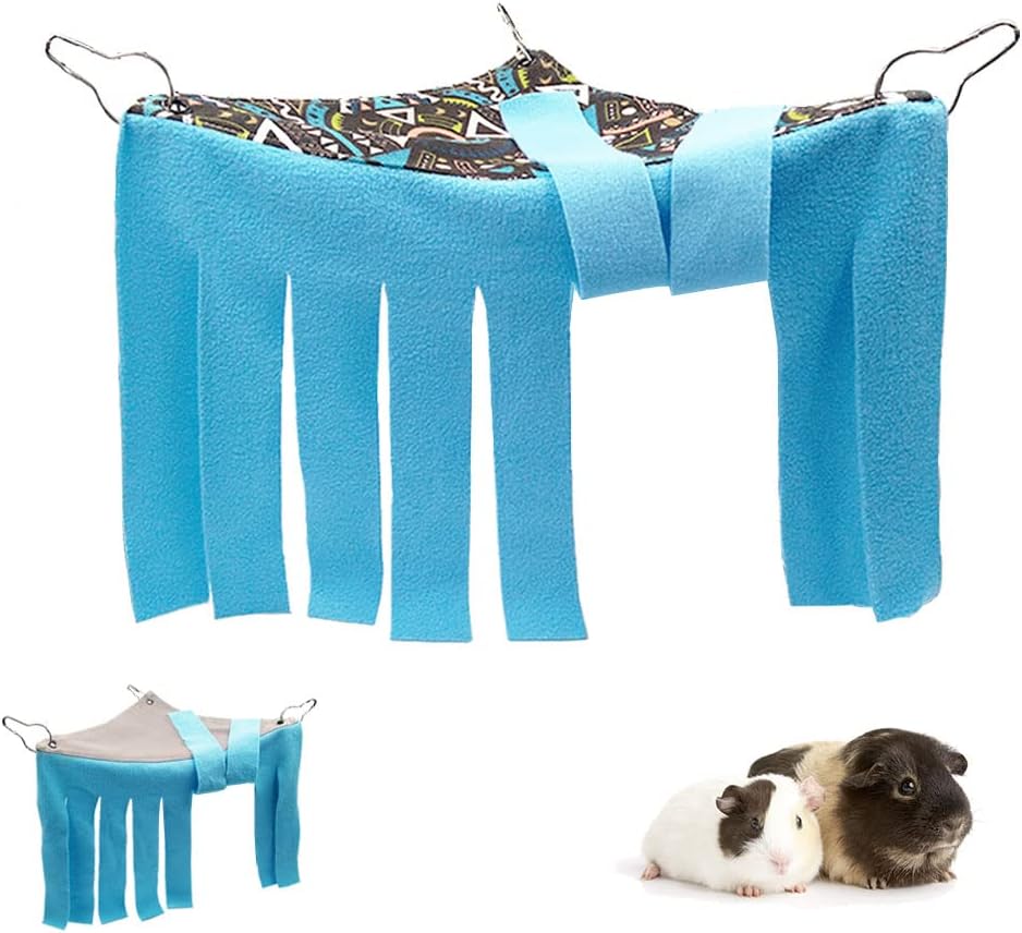 RIOUSSI Guinea Pig Hideout Hideaway Corner Fleece Toys Cage - Blue / Triangle