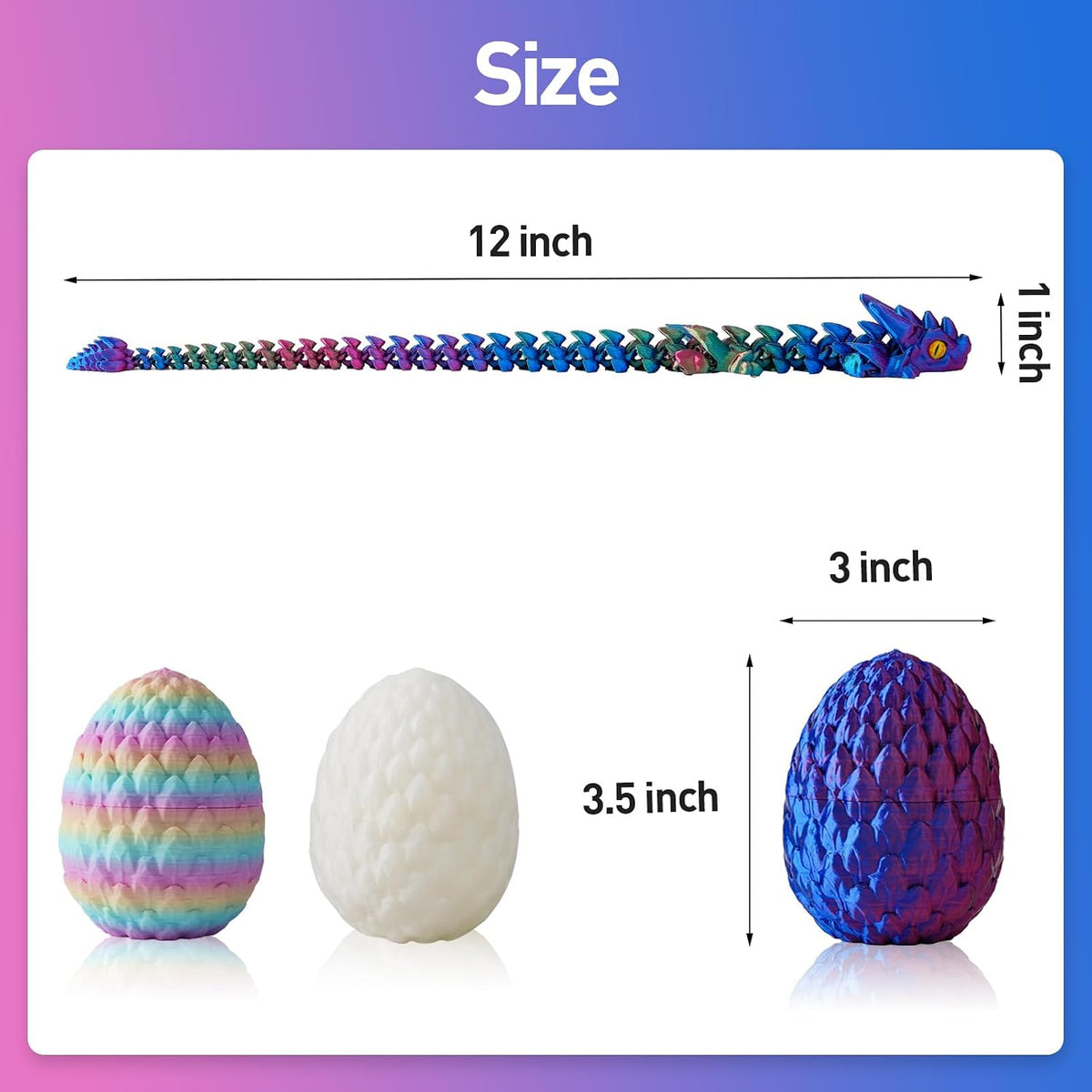3D Printed Dragon Eggs with Dragon Inside - Red Green Blue - image 3
