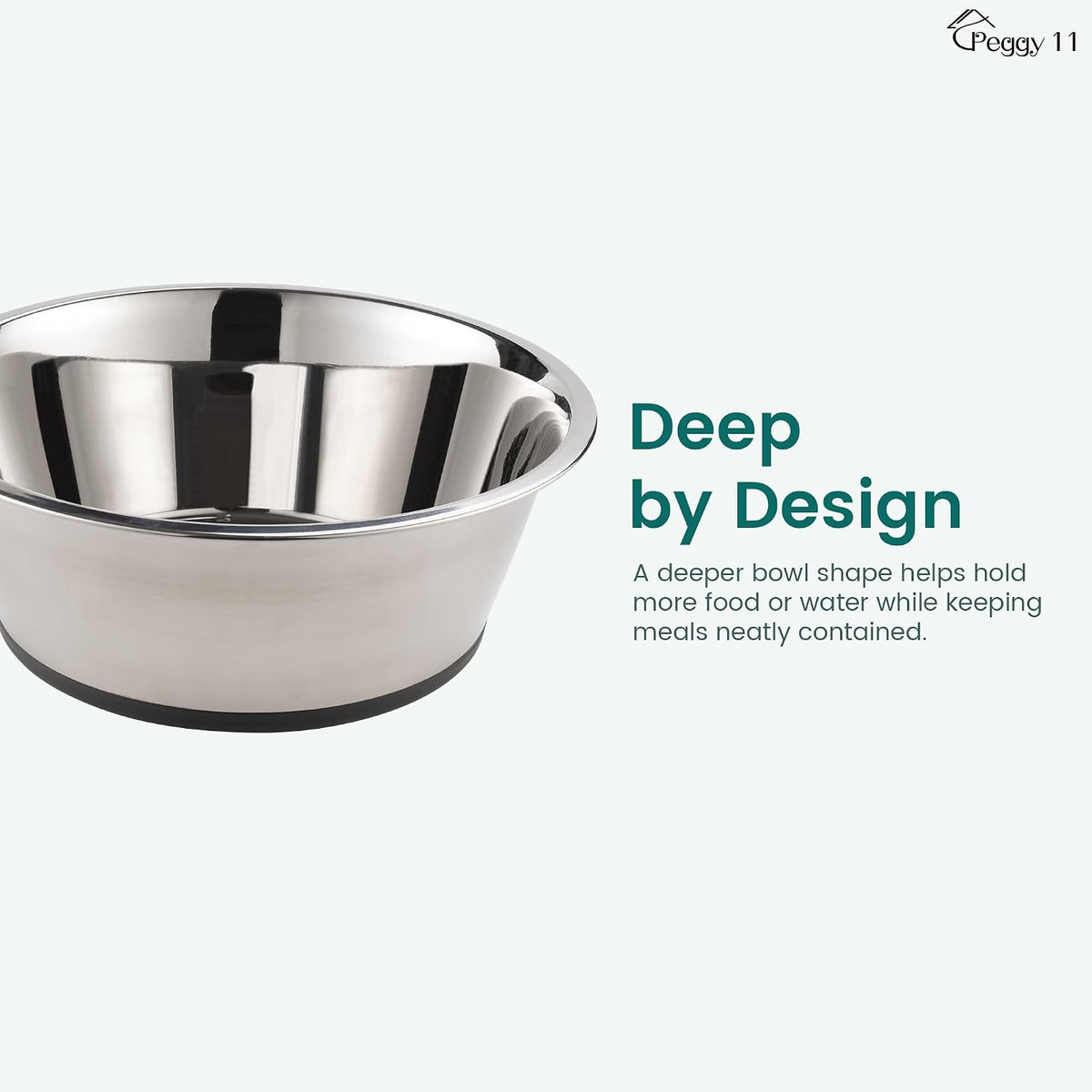Deep Stainless Steel Dog Bowls, 3 US Cup Each - 2 Bowls / 16 Cups - image 3
