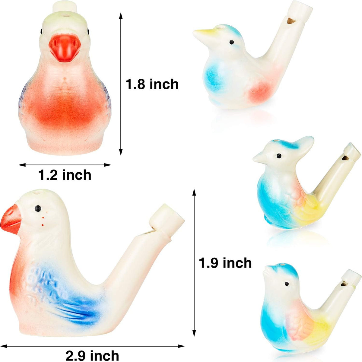 Gejoy 6 Pcs Bird Water Whistles Ceramic Bird Call Warbling Water - 6 / Timeless - image 2