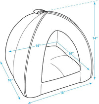 Best Pet Supplies Pet Tent-Soft Bed for Dog and Cat Brown Linen, 16" x 16" x H:14"