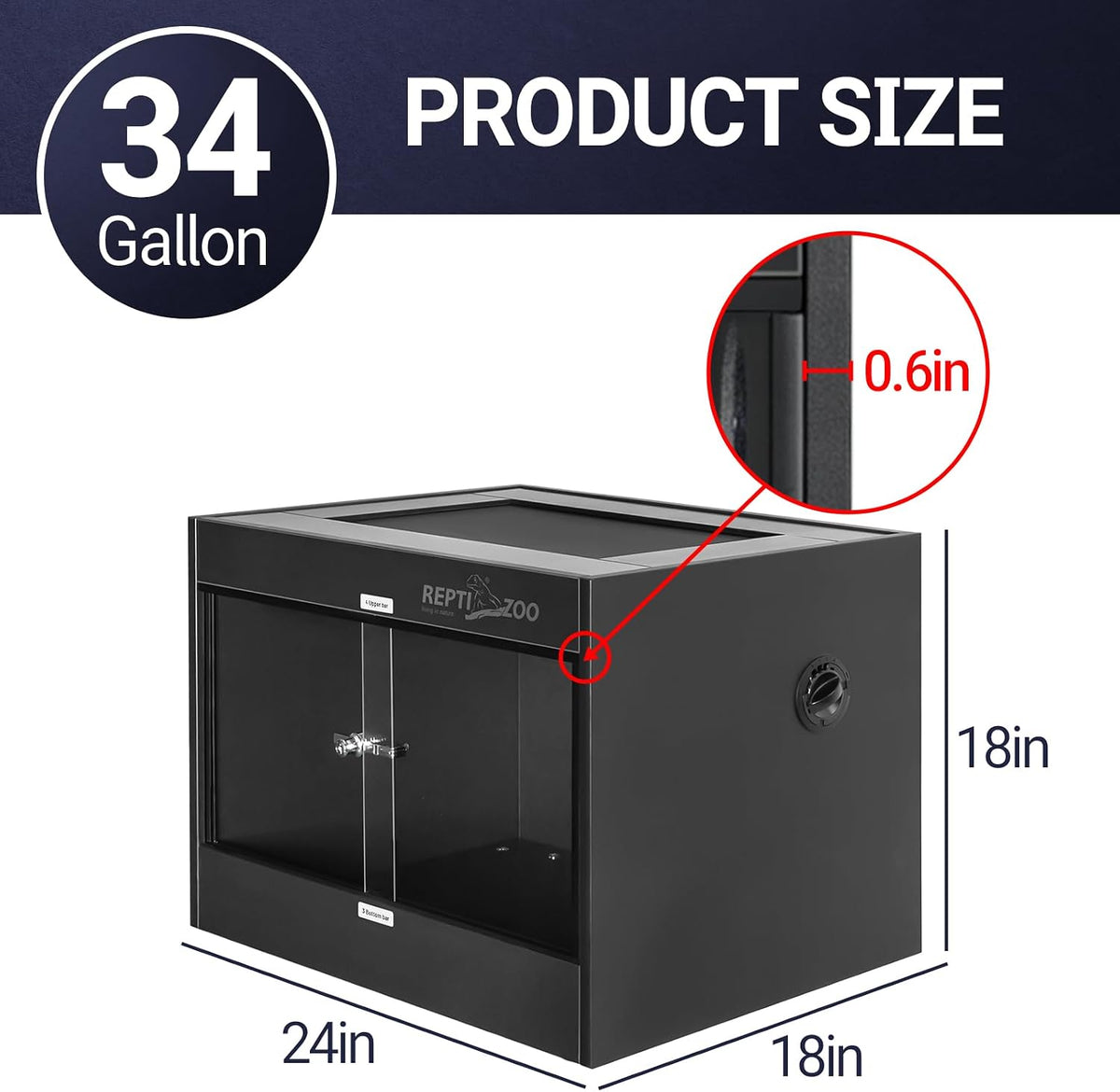 REPTI ZOO 50 Gallon PVC Reptile Enclosure - 24x18x18" - image 2