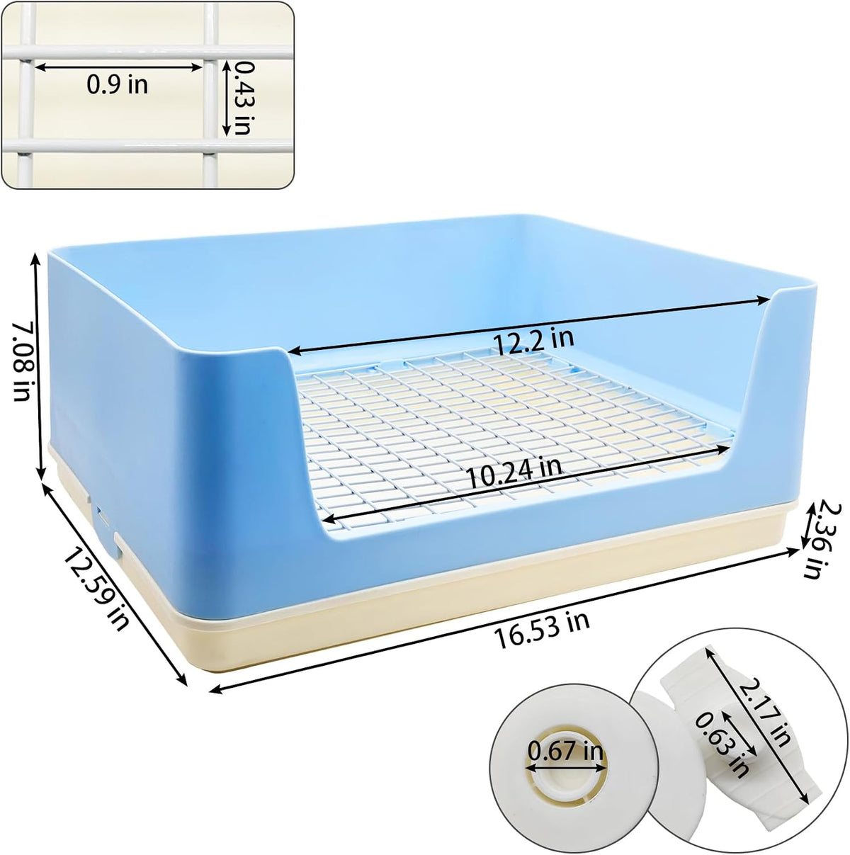 VCEPJH Extra Large Bunny Litter Box for Cage - Blue - image 2