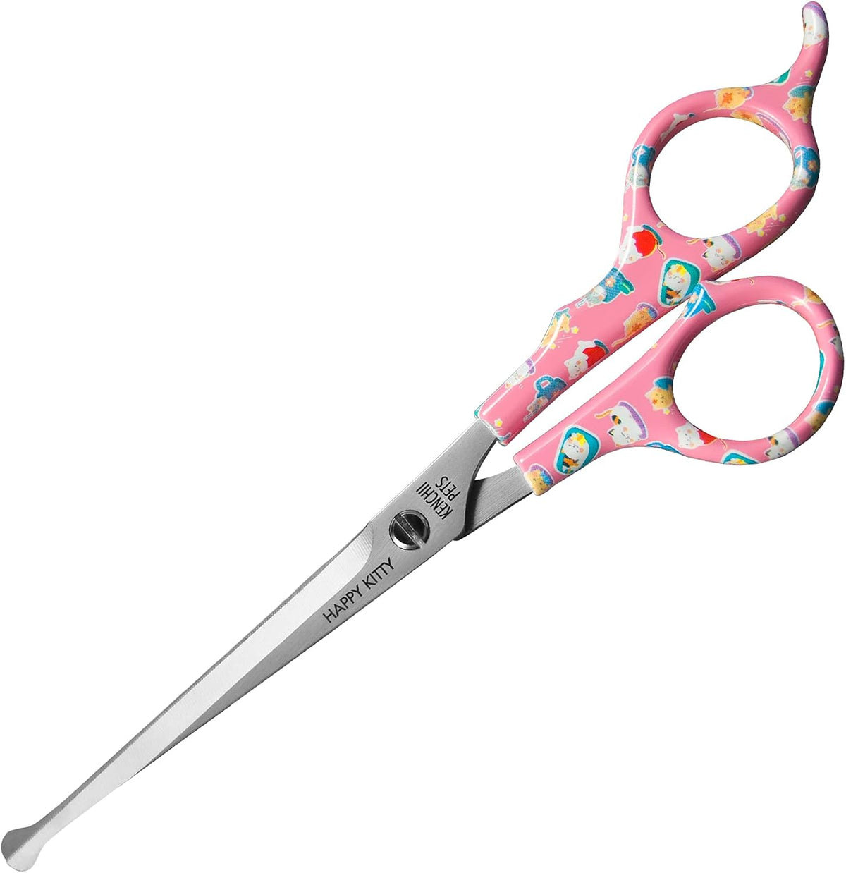 Kenchii Happy Kitty Ball Tip Grooming Scissors for Cats 5.5in Pink – Essentials for Cats - 6.5 Inch / Pink