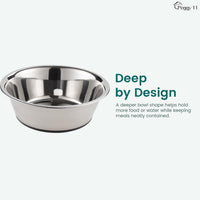 Deep Stainless Steel Dog Bowls, 3 US Cup Each - 2 Bowls / 8 Cups - image 3