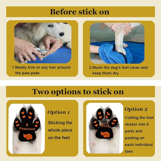 Dog Paw Pads Anti-Slip Grips,Dog Paw Protectors for Senior Dogs on Hot Pavement,Provides Traction to Keep Them from Slipping on Smooth Floors 20 sets-80 Pads Black L