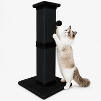 Cat Scratching Post for Indoor Cats - Pure Black / Scratcher with Ball